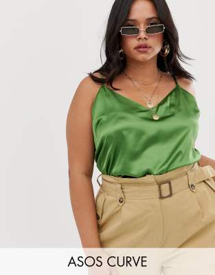 фото Атласный топ asos design curve-зеленый asos curve