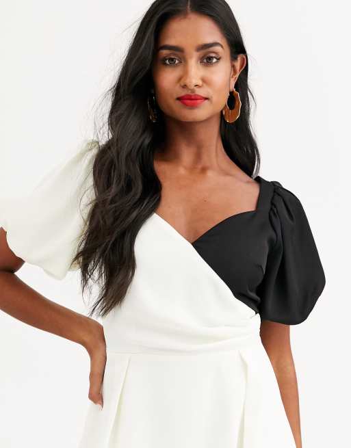 Atoir lost to the night puff sleeve contrast mini dress | ASOS