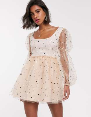 Atoir miss polly spot mesh mini dress-Pink