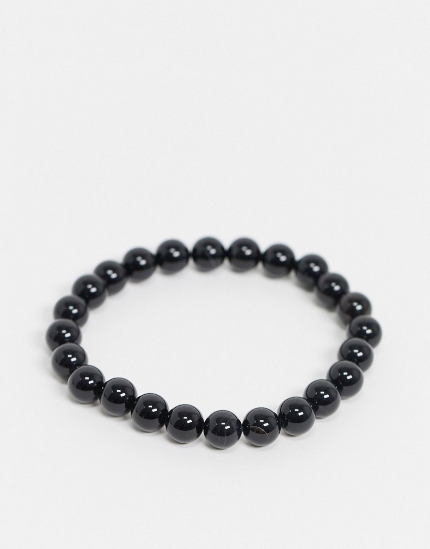 Aura by Calum Best black obsidian crystal beaded bracelet