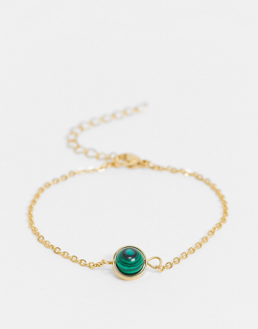 Aura by Calum Best malachite crystal bracelet-Gold