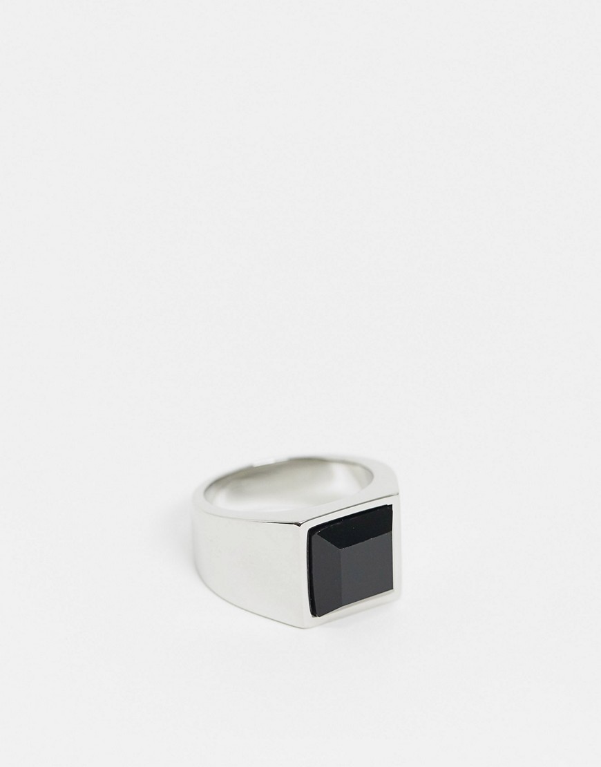 Aura by Calum Best - Ring met zwart obsidiaan kristal-Zilver