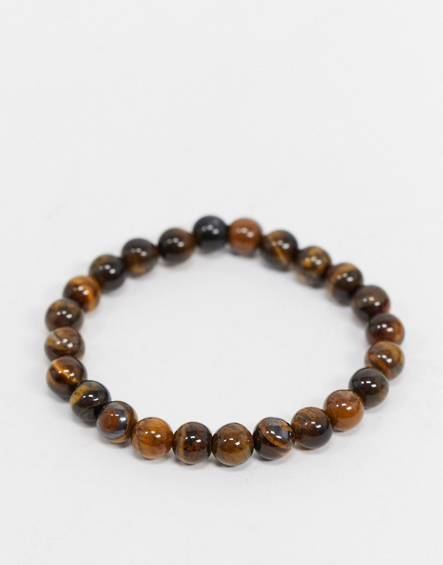 Aura by Calum Best tigers eye crystal beaded bracelet-Brown