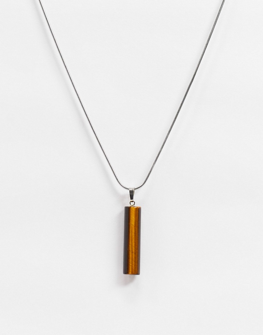 Aura by Calum Best tigers eye crystal necklace-Silver