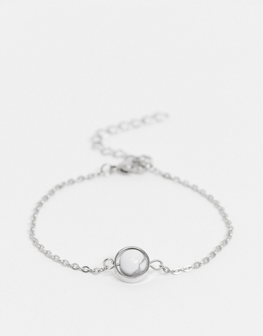 Aura by Calum Best white howlite crystal bracelet-Silver