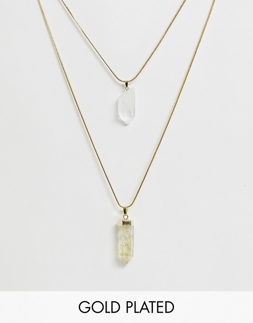 Aura Crystals by Calum Best citrine & clear quartz double crystal pendant necklace