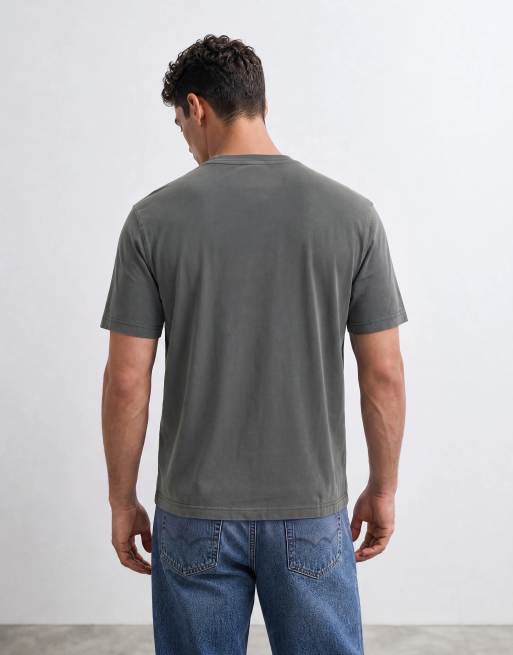 Ausgewähltes schweres T-Shirt in Khaki mit Waschung, 10 von 10