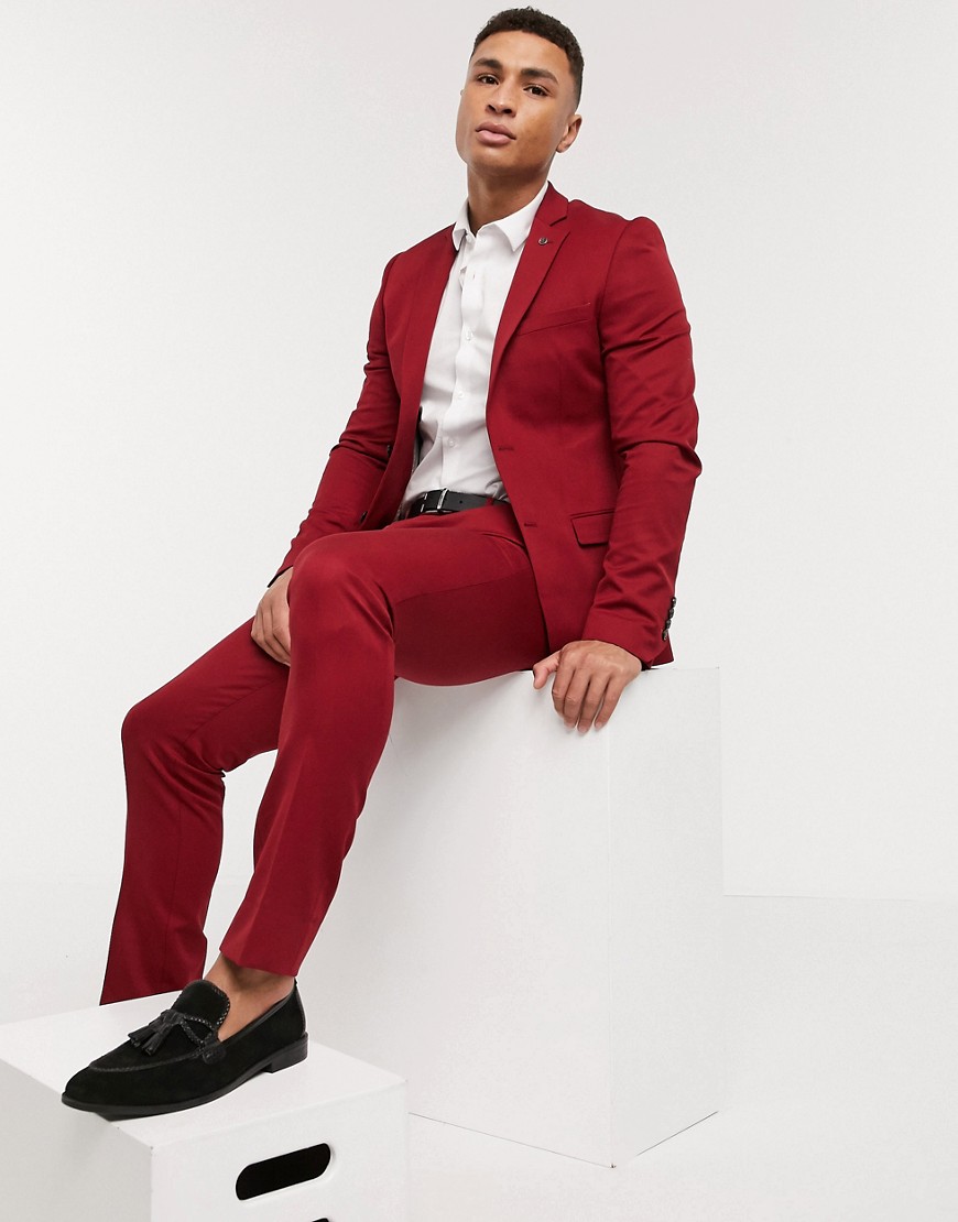 Avail London – Chilifärgade kostymbyxor med smal passform-Röd