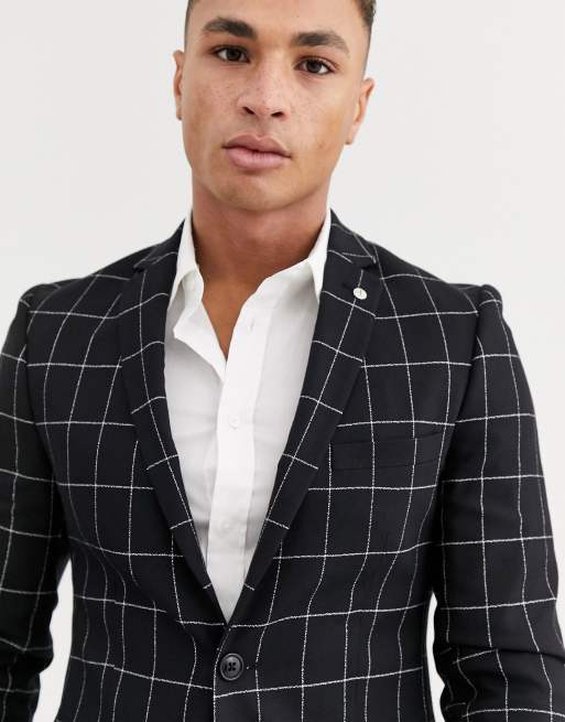 Avail London - Abito skinny nero a quadri larghi, 2 di 3