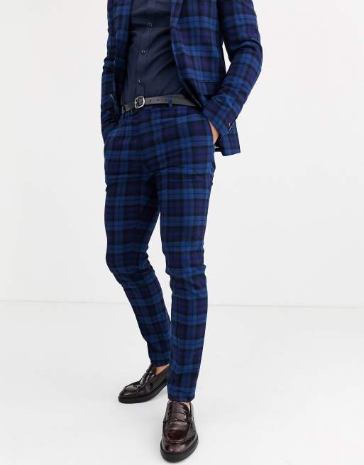 Avail London - Abito skinny blu a quadri scozzesi, 3 di 3