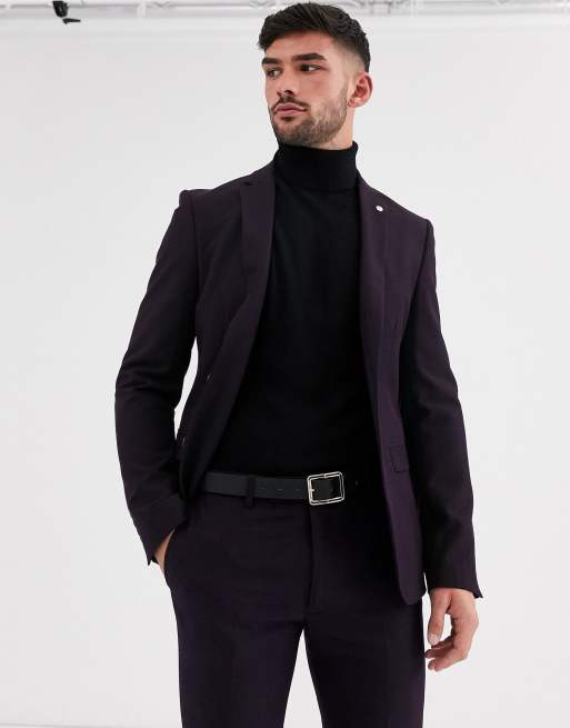 Avail London – Plommonfärgad kostym i skinny fit, 2 av 3