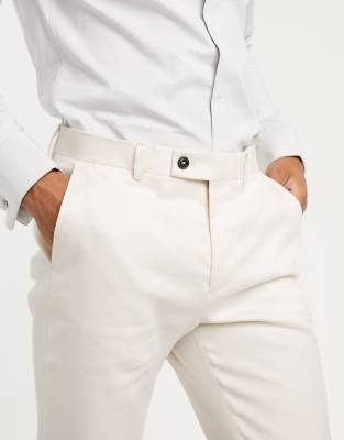 skinny fit linen trousers
