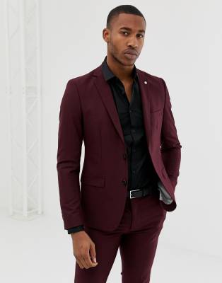maroon slim fit suit
