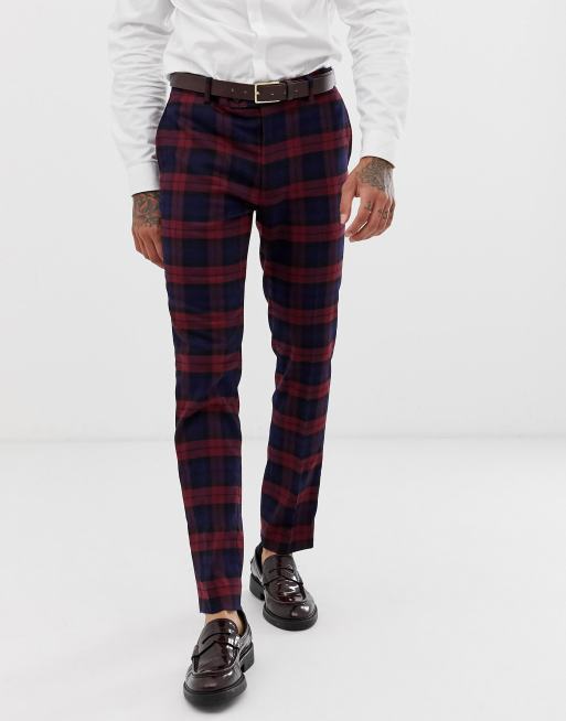 Burgundy hot sale plaid pants