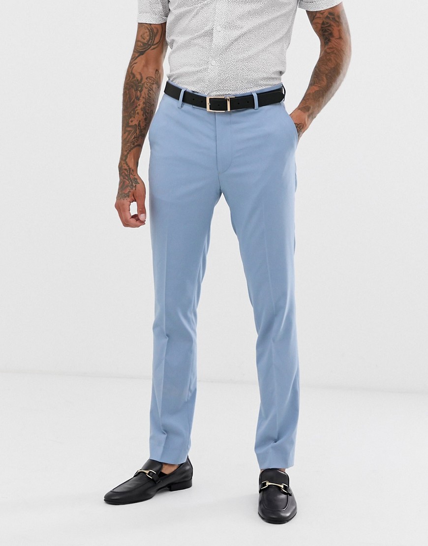 Avail London skinny fit suit trousers in light blue