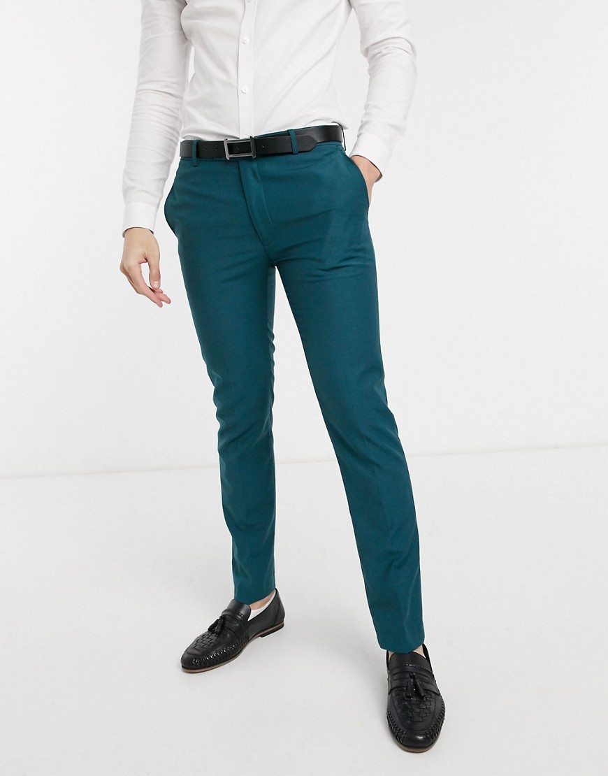 Avail London skinny fit suit trousers in teal-Blue