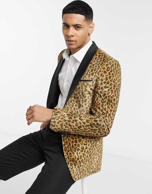 Leopard print shop tuxedo jacket