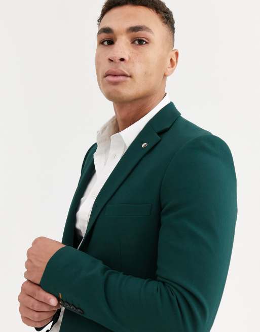 Avail London skinny suit in teal , 2 of 3