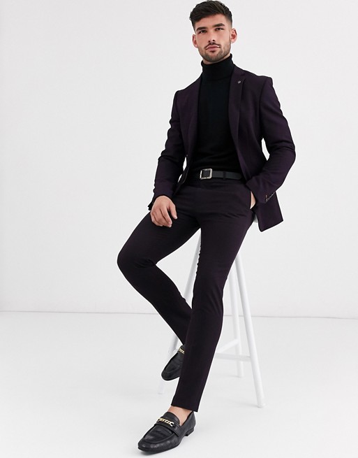Avail London skinny suit trousers in plum