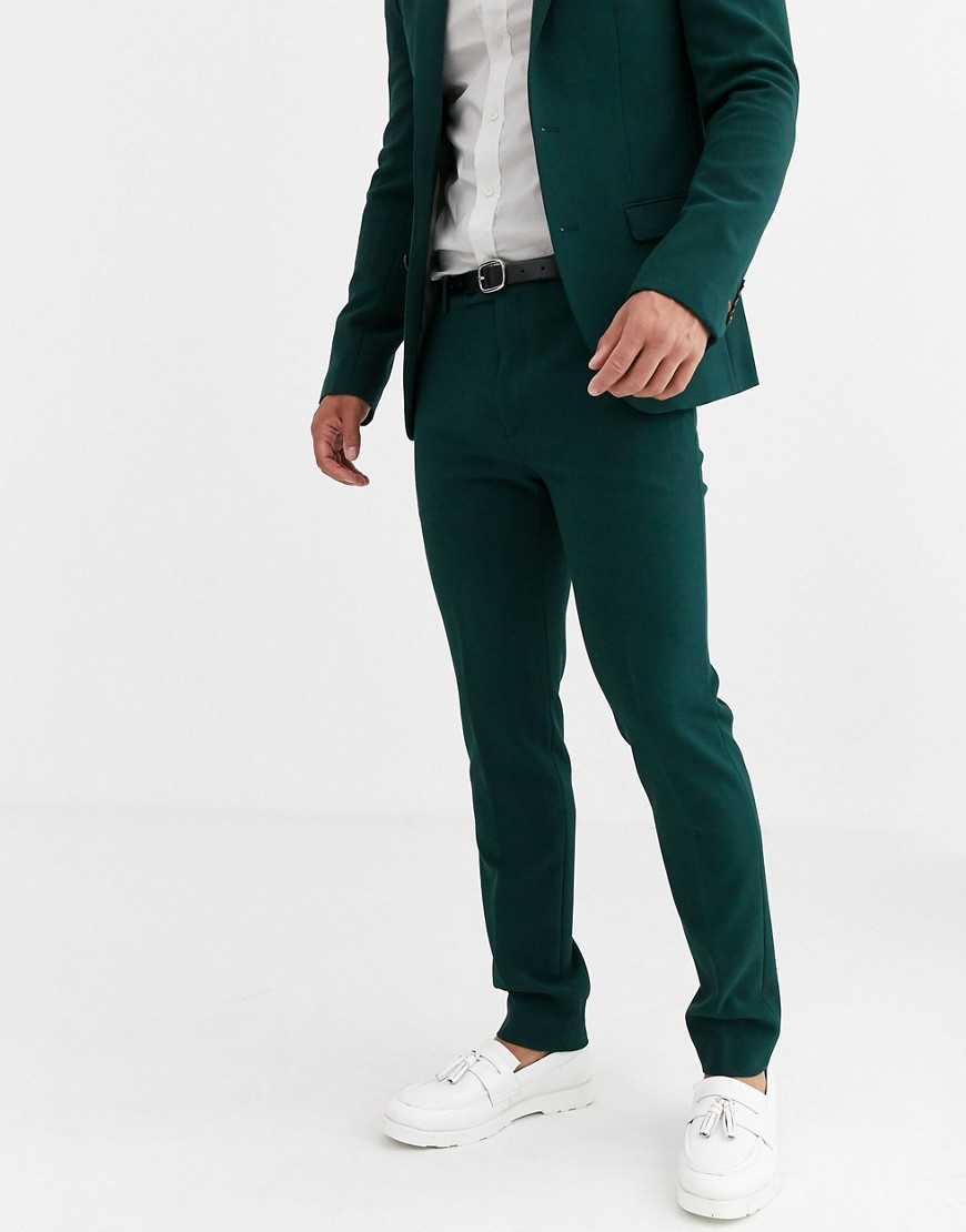 Avail London skinny suit trousers in teal-Green