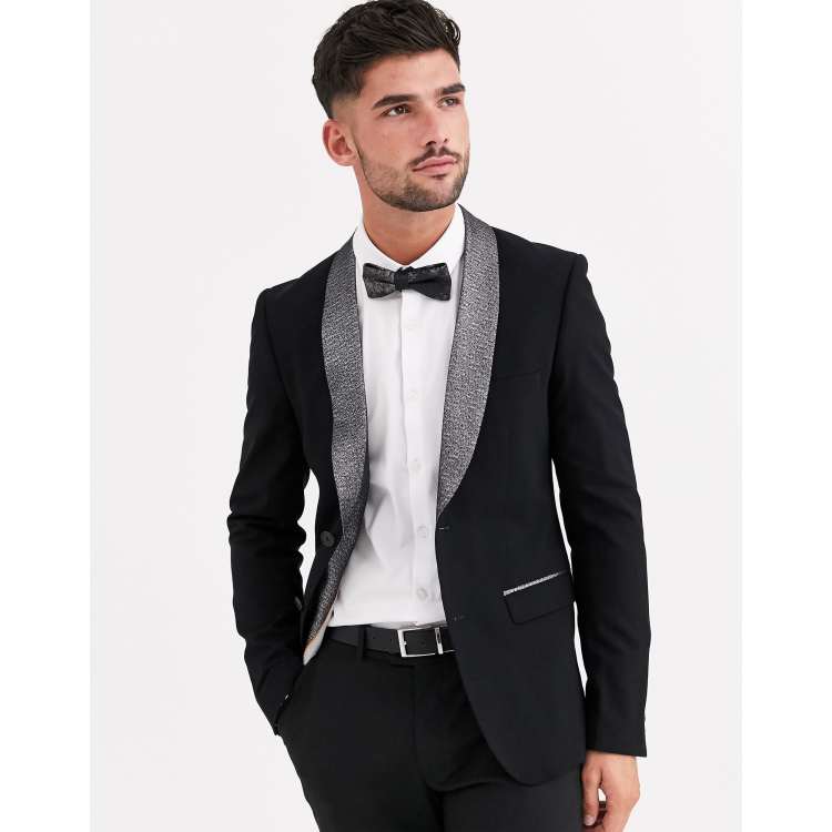 Black and outlet silver tuxedo jacket