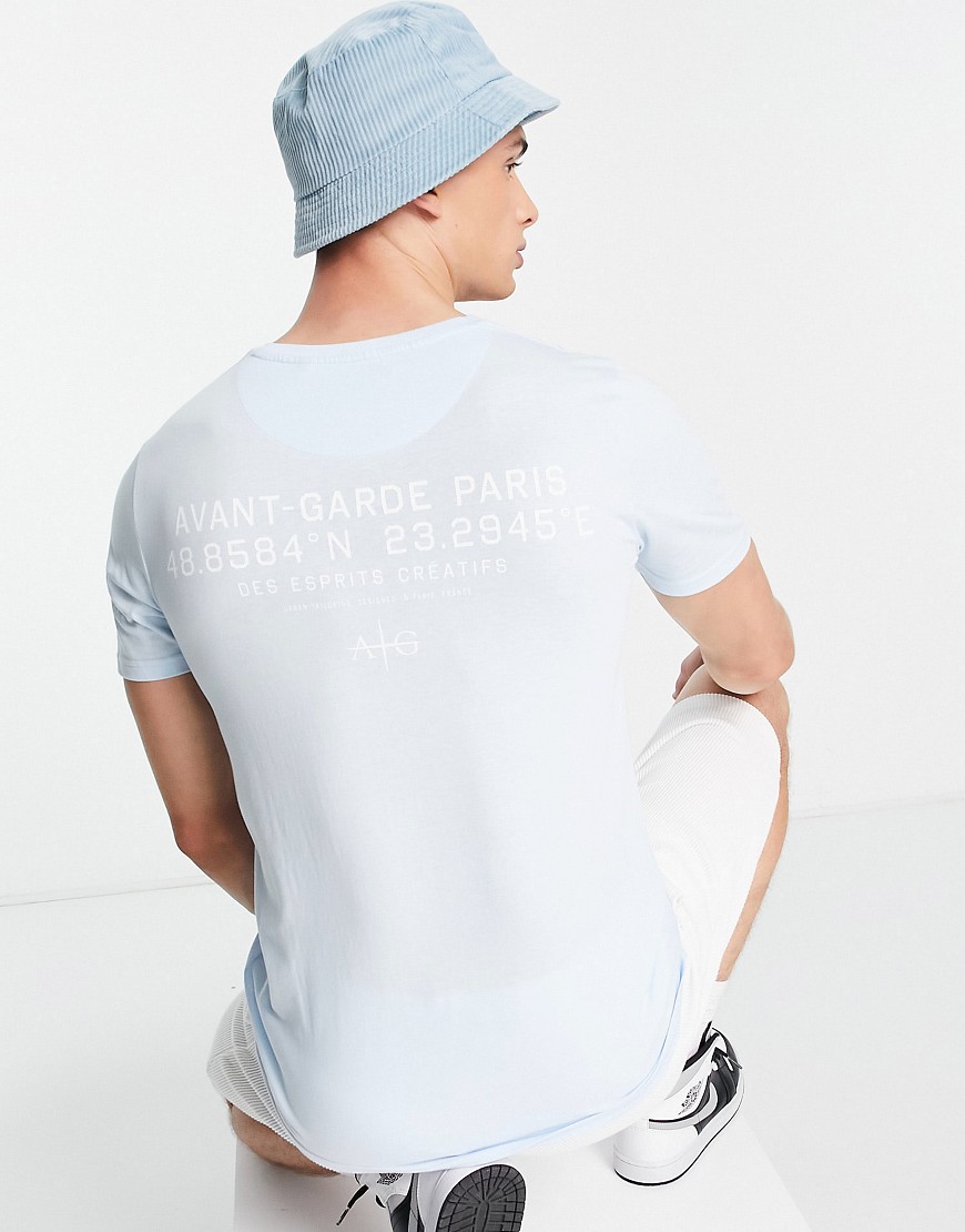 Avant Garde back print T-shirt in sky blue