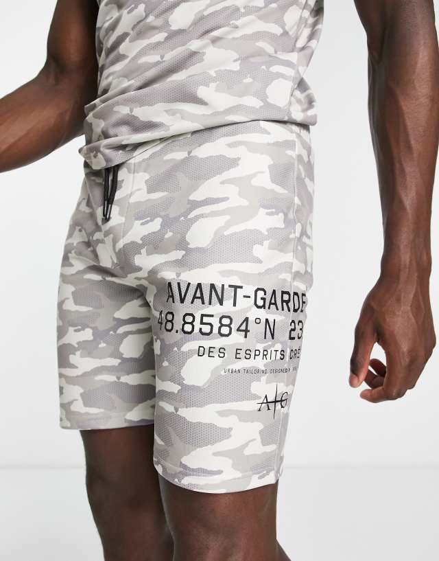 Avant Garde grid short in ecru camo - part of a set