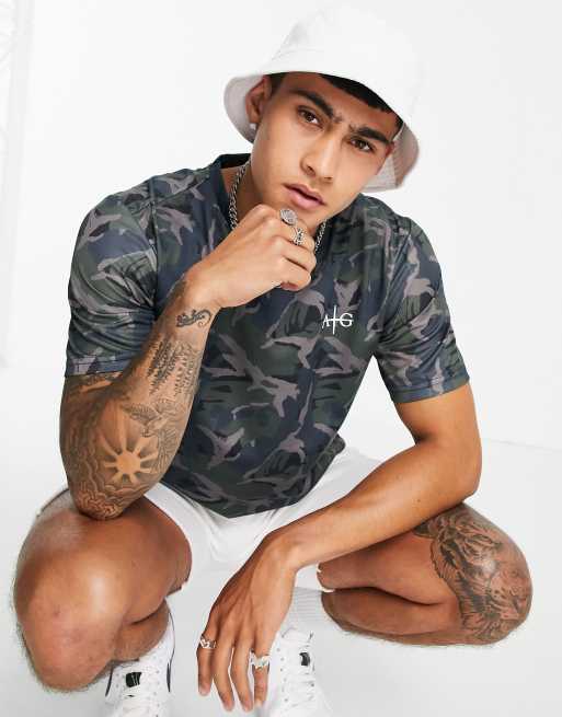 Avant Garde - Spartan - T-shirt sportiva in stampa mimetica scura in coordinato