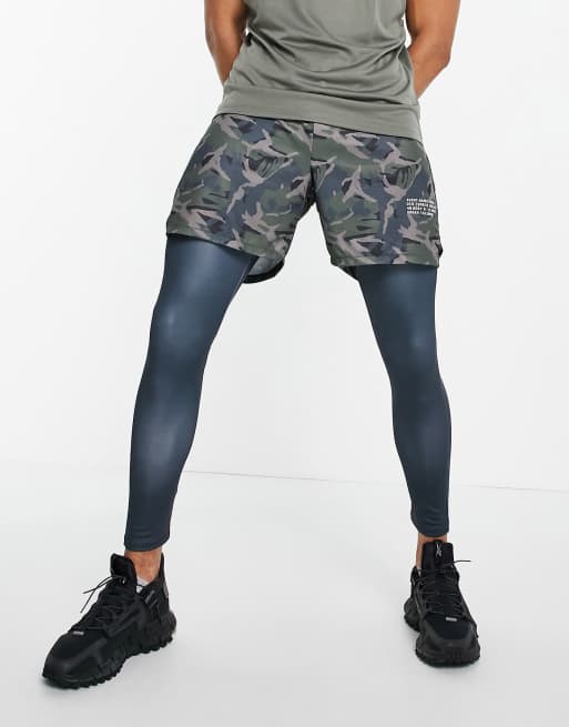 Sport Shorts with Camouflage Compression Tights Design Vector