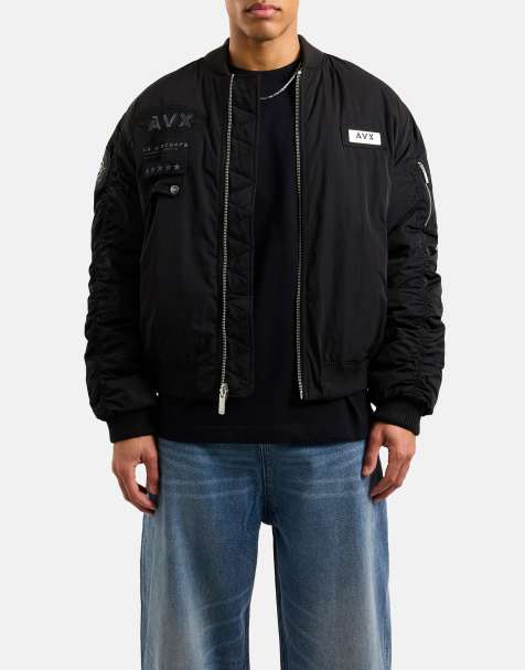 AVX Apex ma1 long sleeve bomber jacket in blacK - view 1