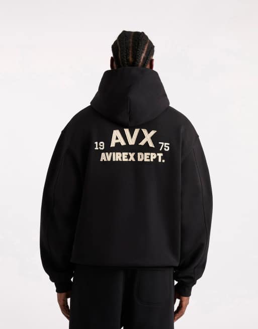 AVX Corp over head long sleeve hoodie in black, 2 of 4