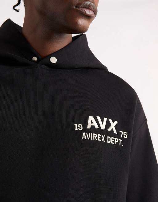 AVX Corp over head long sleeve hoodie in black, 4 of 4