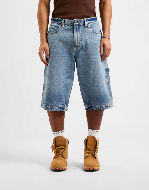AVX Dam denim 3/4 length shorts in light denim blue in mid denim blue - view 1