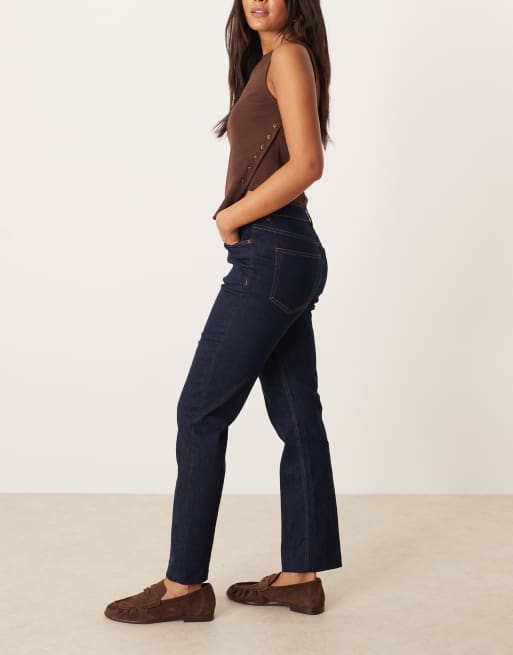 AWARE - Alice - Jeans dritti elasticizzati a vita alta risciacquo blu scuro, 2 di 5