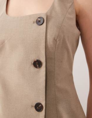 Aware Asymmetric Button Vest In Neutral