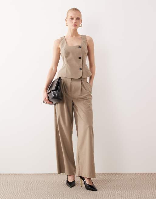 AWARE asymmetric button waistcoat in beige melange (part of a set), 4 of 4