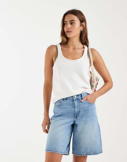 AWARE - Bermuda di jeans a vita alta azzurri, 2 di 5