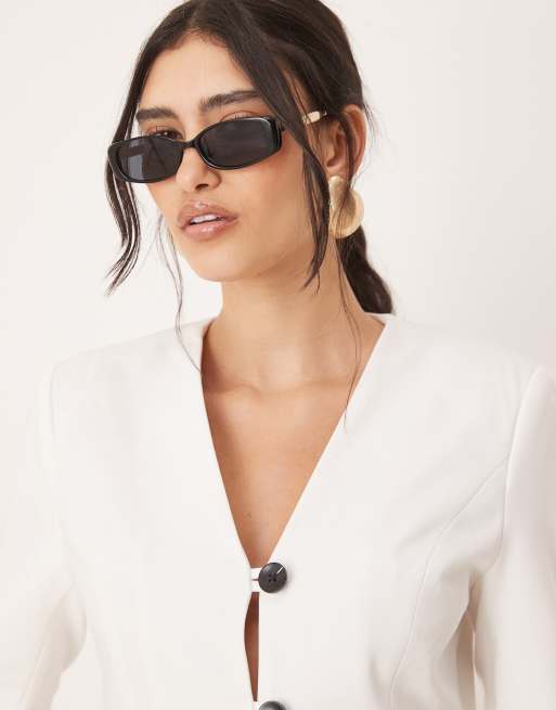 AWARE - Blazer bianco aderente con scollo a V in coordinato, 2 di 4