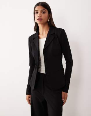 Blazer d'ensemble structuré en jersey de qualité supérieure - Noir L