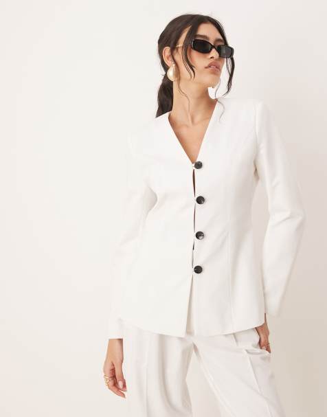 AWARE - Blazer met V-hals in wit, deel van co-ord set - view 1