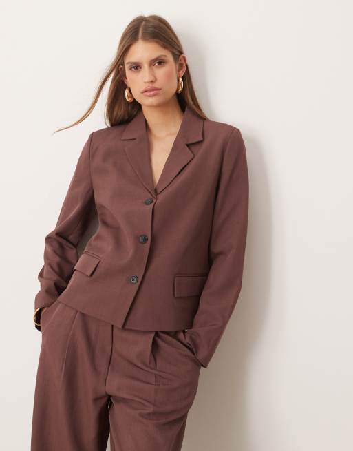 AWARE - Blazer sartoriale squadrato color terracotta in coordinato