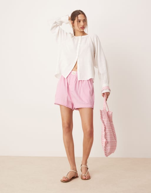 AWARE - Blusa bohémien bianca con bottoni, 2 di 4