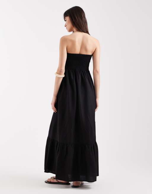 AWARE boho bandeau maxi dress in black, 4 of 4