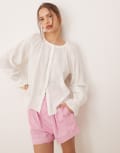 [AWARE] AWARE boho button down blouse in white XS Snow white