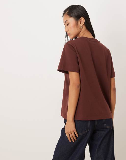 AWARE – Bordowy gruby T-shirt o pudełkowym kroju, 4 z 4