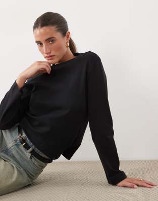 Aware Boxy Fit Long Sleeve T-shirt In Black