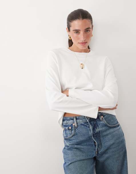 AWARE boxy fit long sleeve t-shirt in white - view 1