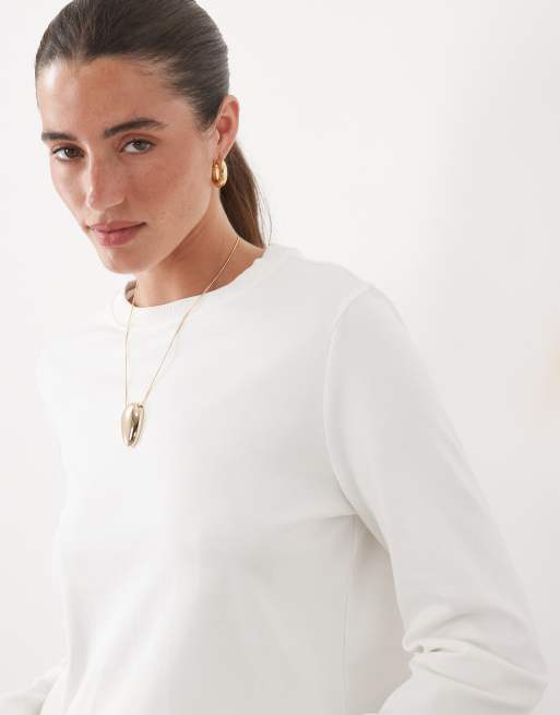 AWARE boxy fit T-shirt met lange mouwen in wit, 2 van 4