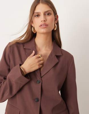 Aware Boxy Tailored Blazer Co-ord In Purple