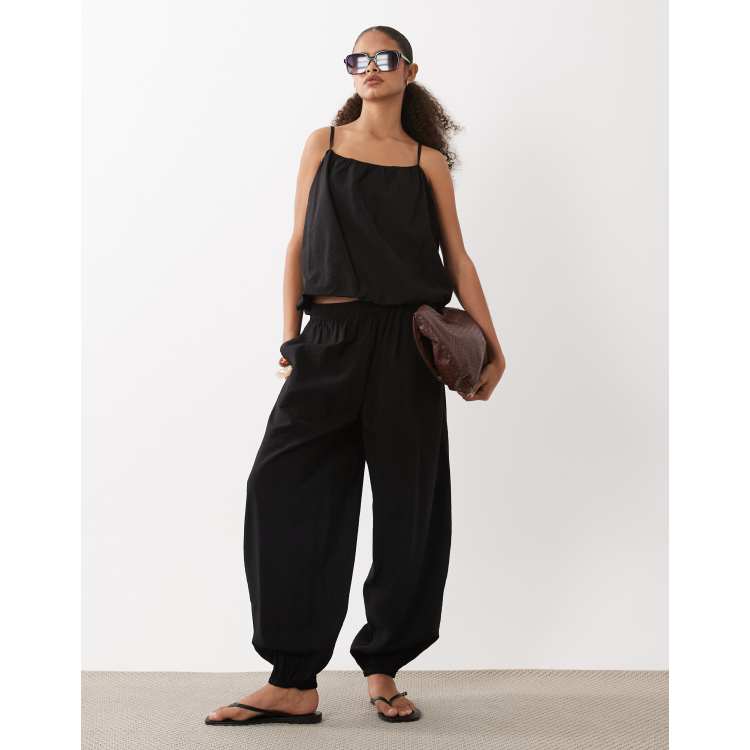 AWARE cami strap bubble hem top & high waist balloon pants set in